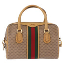 GUCCI Micro GG Web Sherry Line Hand Bag PVC 2way Beige 002 58 4422 Auth mr2994-13