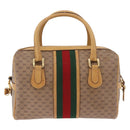 GUCCI Micro GG Web Sherry Line Hand Bag PVC 2way Beige 002 58 4422 Auth mr2994-3