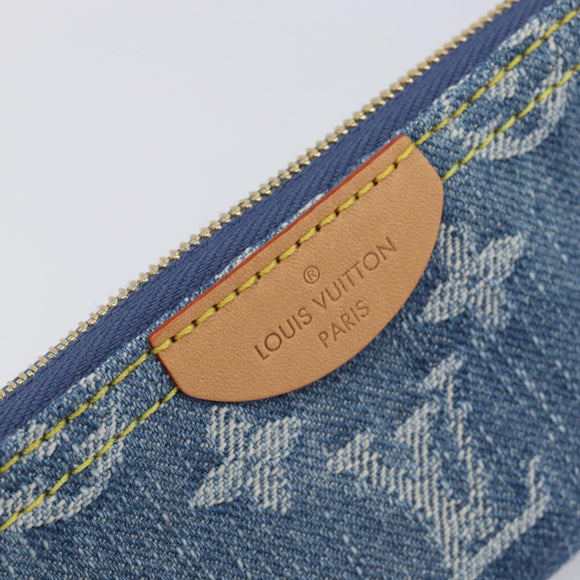 LOUIS VUITTON Monogram Denim Pochette Cles Coin Purse Blue M82961 Auth mr2995V
