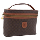 CELINE Macadam Canvas Vanity Cosmetic Pouch PVC Brown Auth mr2997A-1