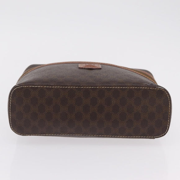 CELINE Macadam Canvas Vanity Cosmetic Pouch PVC Brown Auth mr2997A