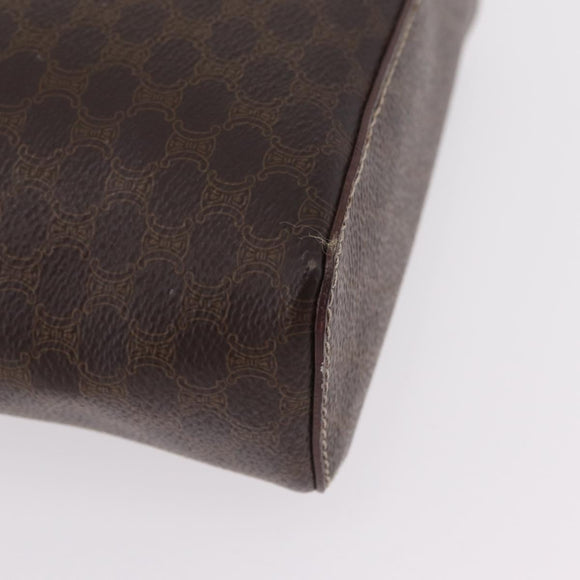 CELINE Macadam Canvas Vanity Cosmetic Pouch PVC Brown Auth mr2997A