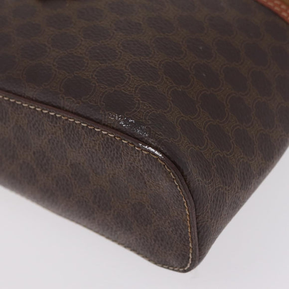 CELINE Macadam Canvas Vanity Cosmetic Pouch PVC Brown Auth mr2997A