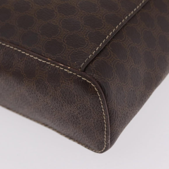 CELINE Macadam Canvas Vanity Cosmetic Pouch PVC Brown Auth mr2997A