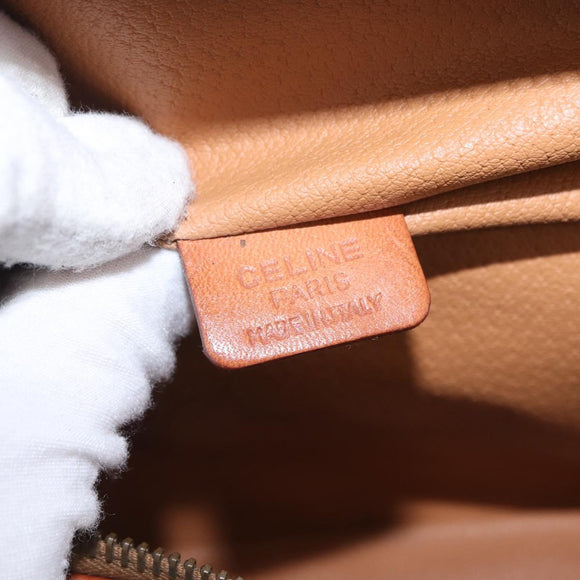 CELINE Macadam Canvas Vanity Cosmetic Pouch PVC Brown Auth mr2997A