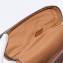 CELINE Macadam Canvas Vanity Cosmetic Pouch PVC Brown Auth mr2997A-18