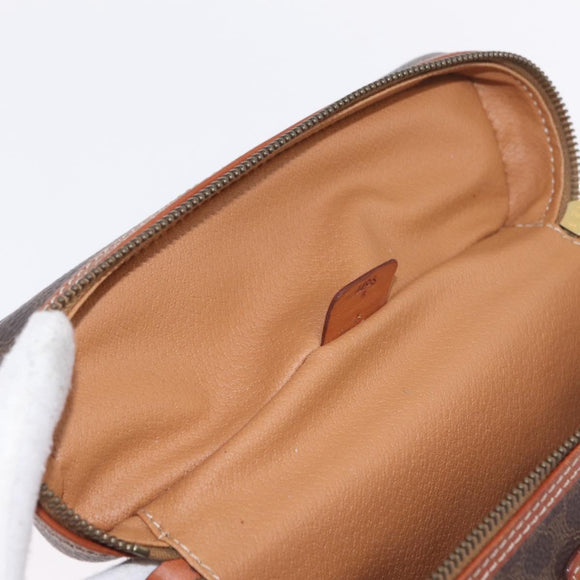 CELINE Macadam Canvas Vanity Cosmetic Pouch PVC Brown Auth mr2997A
