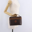 CELINE Macadam Canvas Vanity Cosmetic Pouch PVC Brown Auth mr2997A-23