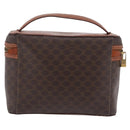 CELINE Macadam Canvas Vanity Cosmetic Pouch PVC Brown Auth mr2997A-3