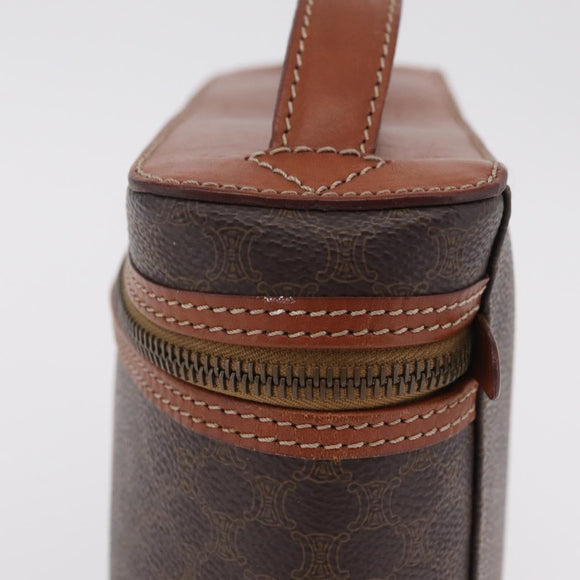CELINE Macadam Canvas Vanity Cosmetic Pouch PVC Brown Auth mr2997A