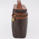 CELINE Macadam Canvas Vanity Cosmetic Pouch PVC Brown Auth mr2997A-6