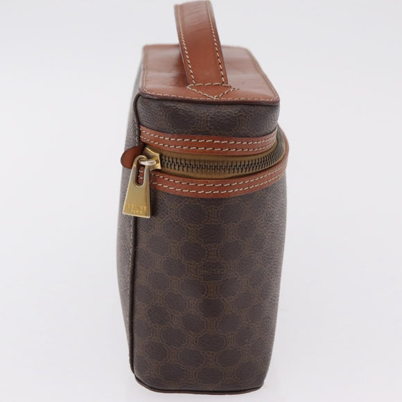 CELINE Macadam Canvas Vanity Cosmetic Pouch PVC Brown Auth mr2997A