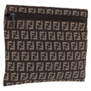 FENDI Zucchino Canvas Pouch Brown Silver 7N0013 Auth mr2999-1