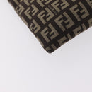 FENDI Zucchino Canvas Pouch Brown Silver 7N0013 Auth mr2999-10