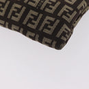 FENDI Zucchino Canvas Pouch Brown Silver 7N0013 Auth mr2999-11
