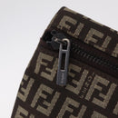 FENDI Zucchino Canvas Pouch Brown Silver 7N0013 Auth mr2999-12