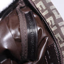 FENDI Zucchino Canvas Pouch Brown Silver 7N0013 Auth mr2999-17