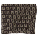 FENDI Zucchino Canvas Pouch Brown Silver 7N0013 Auth mr2999-3