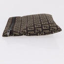 FENDI Zucchino Canvas Pouch Brown Silver 7N0013 Auth mr2999-5