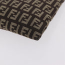 FENDI Zucchino Canvas Pouch Brown Silver 7N0013 Auth mr2999-9