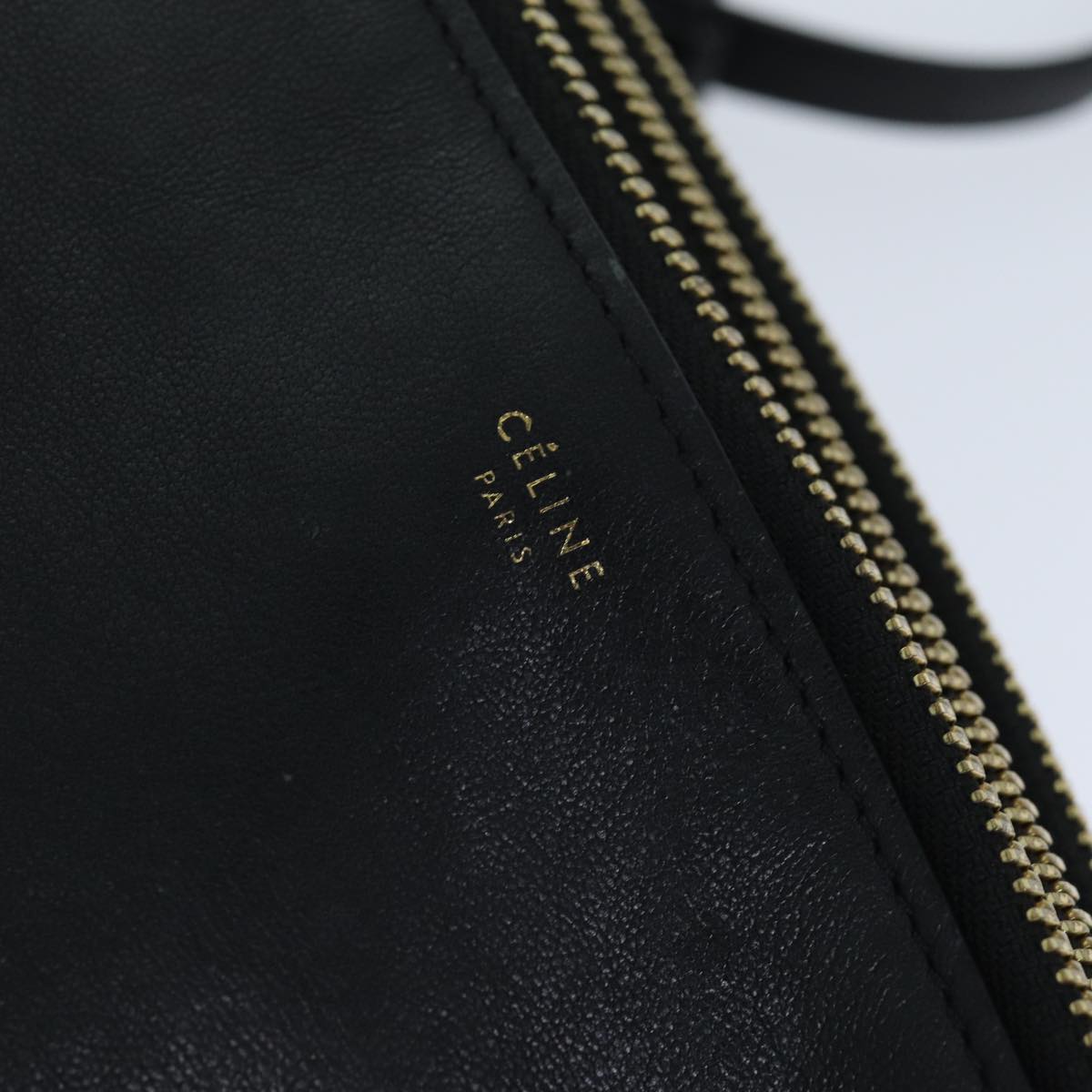 CELINE Trio Shoulder Bag Leather Black Auth mr300