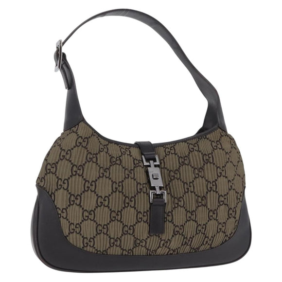 GUCCI GG Canvas Jackie Shoulder Bag Brown Silver 001 3306 Auth mr3000V