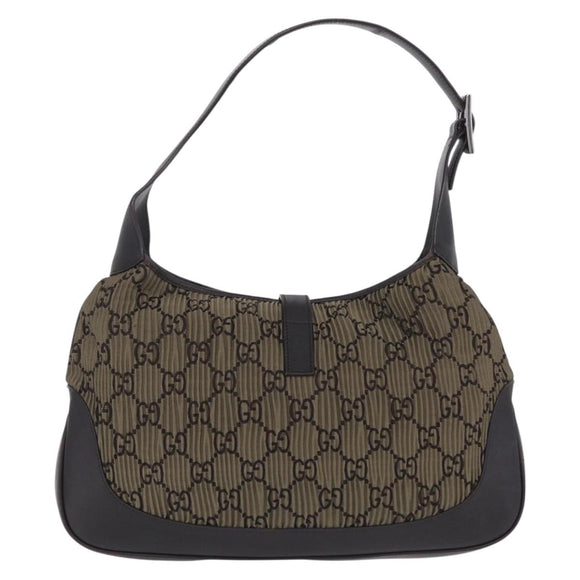 GUCCI GG Canvas Jackie Shoulder Bag Brown Silver 001 3306 Auth mr3000V