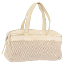 CHANEL Hand Bag Canvas Beige Silver CC Auth mr3001A-1