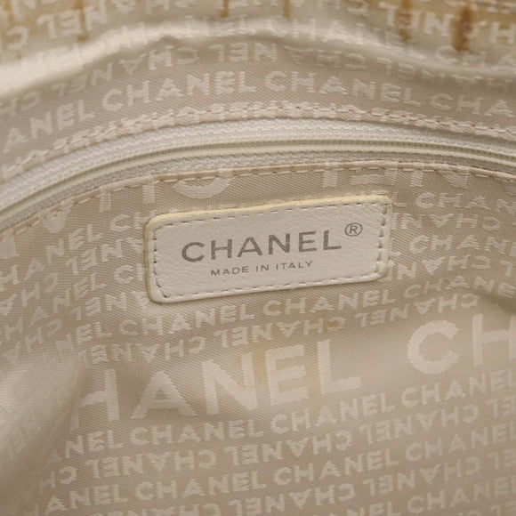 CHANEL Hand Bag Canvas Beige Silver CC Auth mr3001A