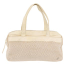CHANEL Hand Bag Canvas Beige Silver CC Auth mr3001A-13