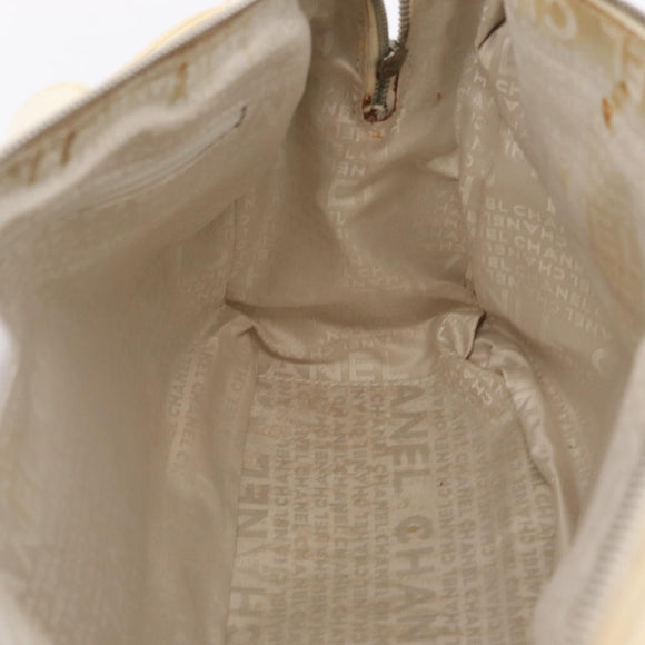 CHANEL Hand Bag Canvas Beige Silver CC Auth mr3001A
