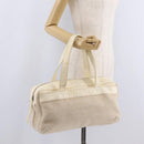 CHANEL Hand Bag Canvas Beige Silver CC Auth mr3001A-31