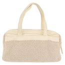 CHANEL Hand Bag Canvas Beige Silver CC Auth mr3001A-3