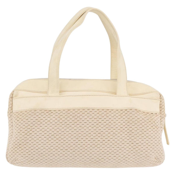 CHANEL Hand Bag Canvas Beige Silver CC Auth mr3001A