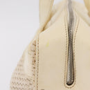 CHANEL Hand Bag Canvas Beige Silver CC Auth mr3001A-14