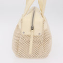 CHANEL Hand Bag Canvas Beige Silver CC Auth mr3001A-5