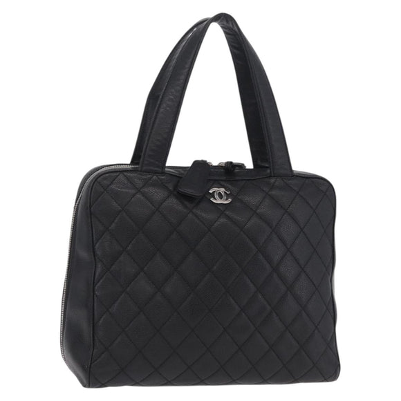 CHANEL Hand Bag Caviar Skin Black Gold Tone CC Auth mr3003V