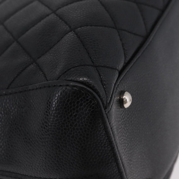 CHANEL Hand Bag Caviar Skin Black Gold Tone CC Auth mr3003V