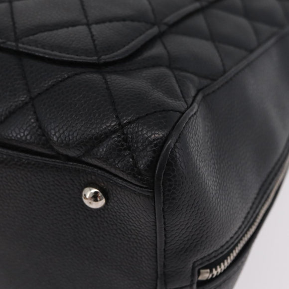 CHANEL Hand Bag Caviar Skin Black Gold Tone CC Auth mr3003V