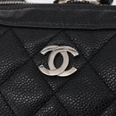CHANEL Hand Bag Caviar Skin Black Gold Tone CC Auth mr3003V-18