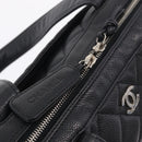 CHANEL Hand Bag Caviar Skin Black Gold Tone CC Auth mr3003V-9