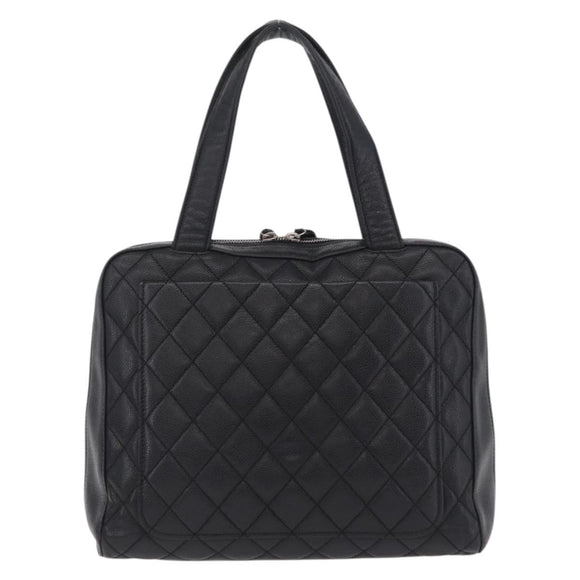 CHANEL Hand Bag Caviar Skin Black Gold Tone CC Auth mr3003V