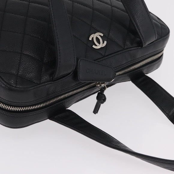 CHANEL Hand Bag Caviar Skin Black Gold Tone CC Auth mr3003V