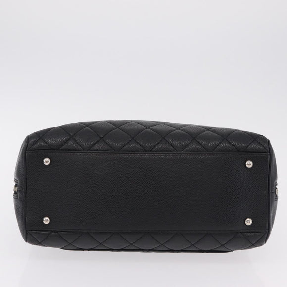 CHANEL Hand Bag Caviar Skin Black Gold Tone CC Auth mr3003V