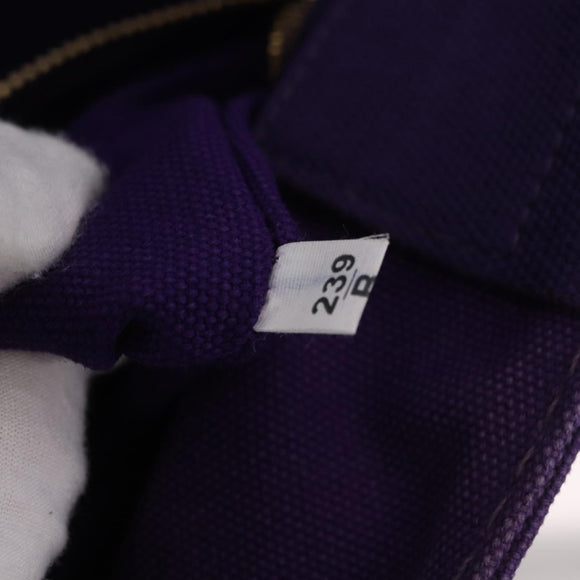 PRADA Canapa MM Hand Bag Canvas Purple Gold Tone Auth mr3004A