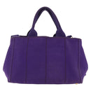 PRADA Canapa MM Hand Bag Canvas Purple Gold Tone Auth mr3004A-3