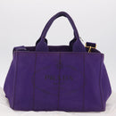 PRADA Canapa MM Hand Bag Canvas Purple Gold Tone Auth mr3004A-30