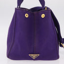 PRADA Canapa MM Hand Bag Canvas Purple Gold Tone Auth mr3004A-5