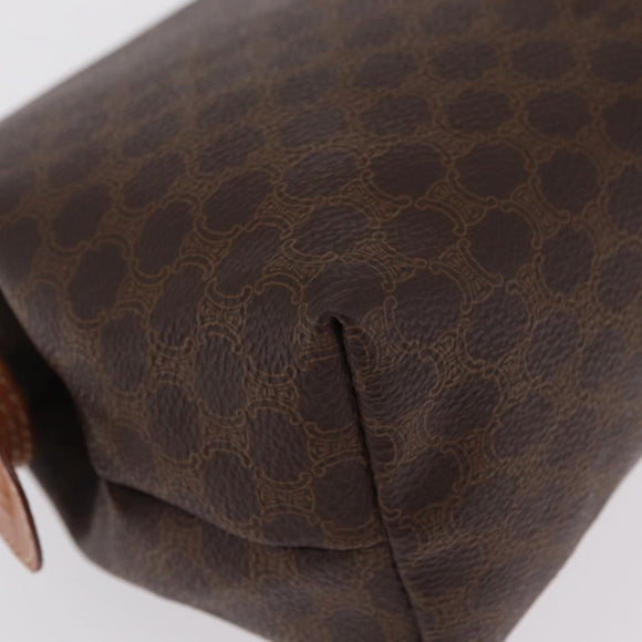 CELINE Macadam Canvas Pouch PVC Brown Gold Tone Auth mr3008A