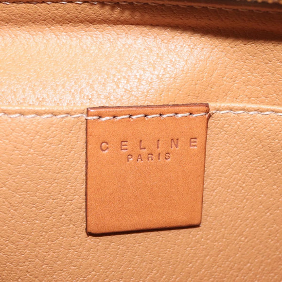 CELINE Macadam Canvas Pouch PVC Brown Gold Tone Auth mr3008A